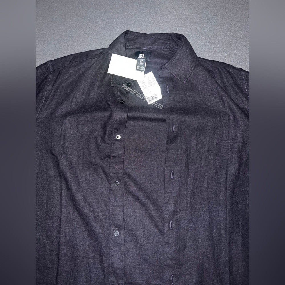 Mens H&M Linen black button shirt